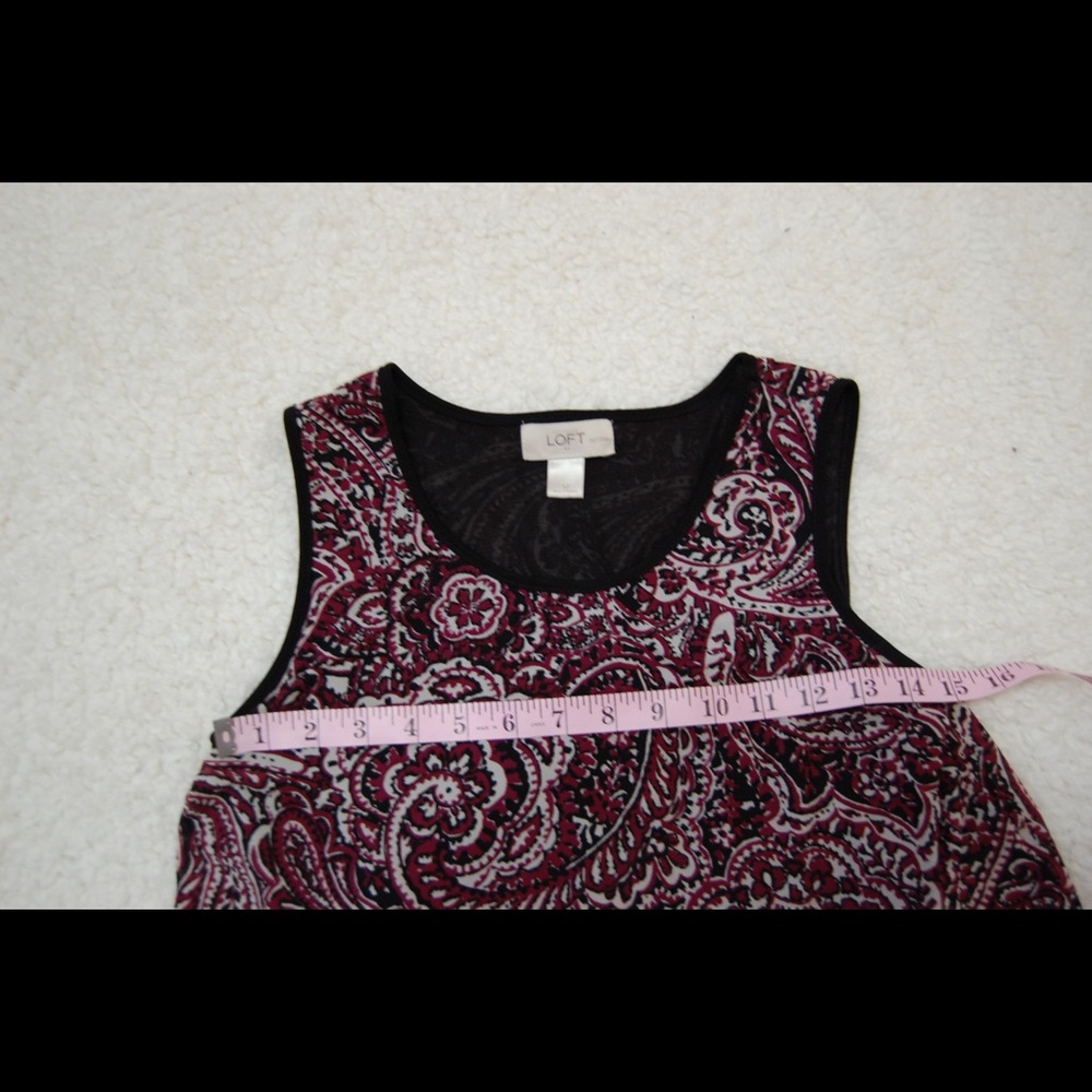 Loft Paisley Floral Sleeveless Tiered Red Dress - Picture 4 of 7